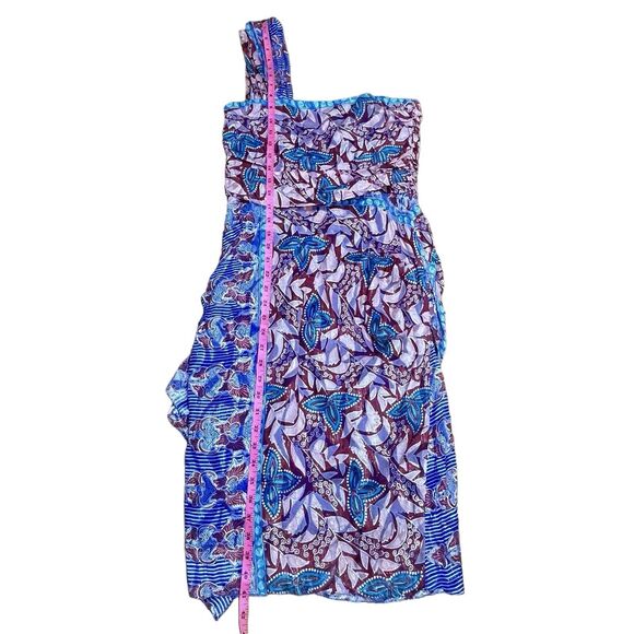 Nicole Miller Silk Blend Size 8 Cocktail 1 Shoulder Asymmetric Dress Glam Party - Picture 12 of 16